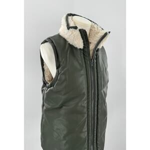 Tuckernuck Olive Green Faux Leather Shearling Reversible Vest Puffer Medium